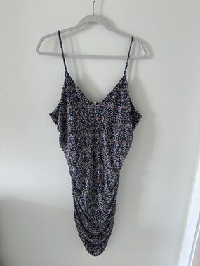 bp Floral V-Neck Spaghetti Strap Dress in Navy, Pink & Green